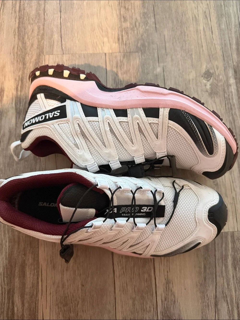 Salomon White, Pink and Maroon XA Pro 3D Women's Trail Shoes